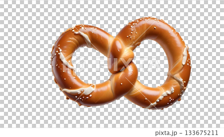 A pretzel displayed on a transparent background, representing Oktoberfest and the rich Bavarian food culture A pretzel displayed on a transparent background, representing Oktoberfest and the rich Bavarian food culture 133675211