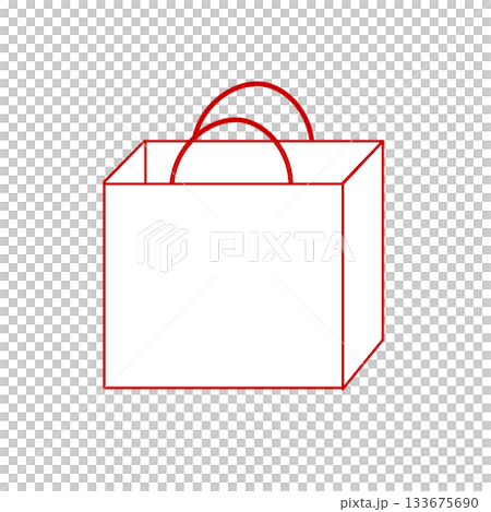 紙袋イラスト シンプル 正面 手提げ 赤色 四角形 紙袋イラスト シンプル 正面 手提げ 赤色 四角形 133675690