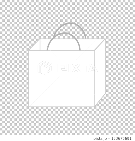 Paper bag illustration, simple, front, handbag, gray, square 133675691