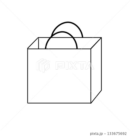 紙袋イラスト　シンプル　正面　手提げ　黒色　四角形 133675692