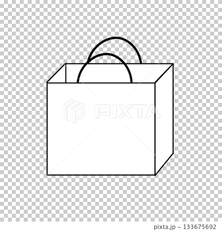Paper bag illustration, simple, front, handbag, black, square 133675692