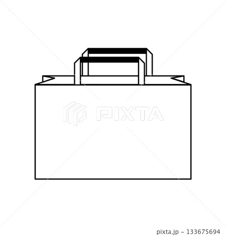 紙袋イラスト　シンプル　正面　手提げ　黒色　横長 133675694