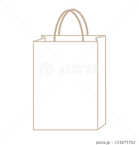 紙袋イラスト シンプル 正面 手提げ ベージュ色 縦長 紙袋イラスト シンプル 正面 手提げ ベージュ色 縦長 133675702