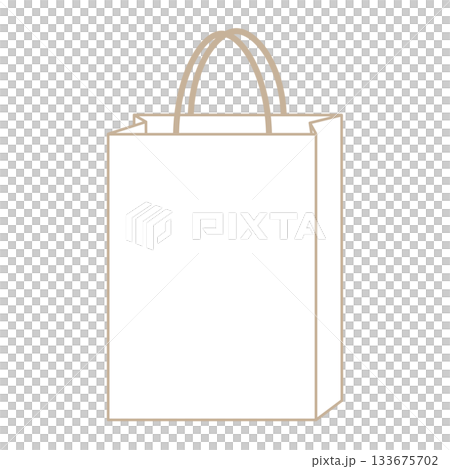 紙袋イラスト シンプル 正面 手提げ ベージュ色 縦長 紙袋イラスト シンプル 正面 手提げ ベージュ色 縦長 133675702