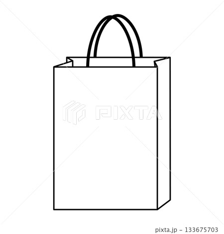 紙袋イラスト　シンプル　正面　手提げ　黒色　縦長 133675703