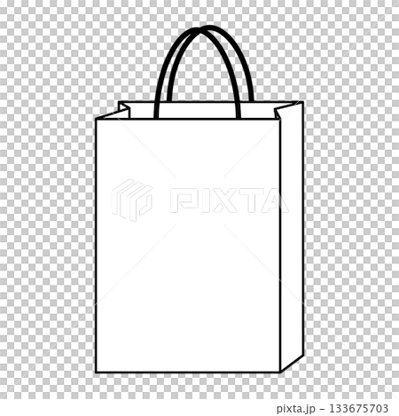 Paper bag illustration, simple, front, handbag, black, vertical 133675703