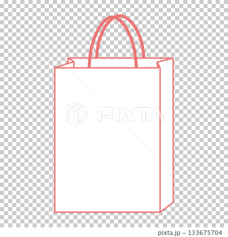 紙袋イラスト シンプル 正面 手提げ ピンク色 縦長 紙袋イラスト シンプル 正面 手提げ ピンク色 縦長 133675704