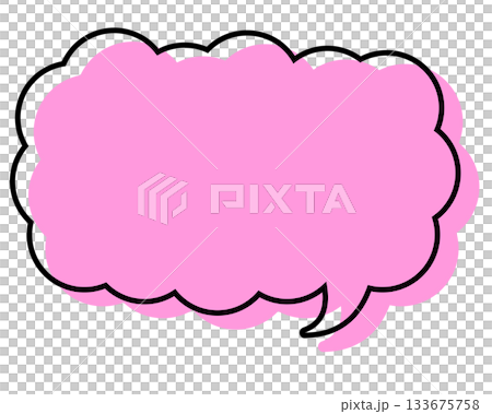 A simple speech bubble with misaligned lines, a long, thin cloud shape A simple speech bubble with misaligned lines, a long, thin cloud shape 133675758