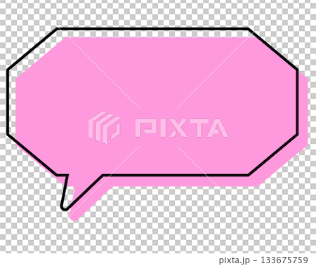 A simple, misaligned speech bubble in a long, octagonal shape A simple, misaligned speech bubble in a long, octagonal shape 133675759