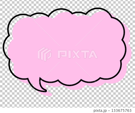 A simple speech bubble with misaligned lines, a long, thin cloud shape A simple speech bubble with misaligned lines, a long, thin cloud shape 133675763