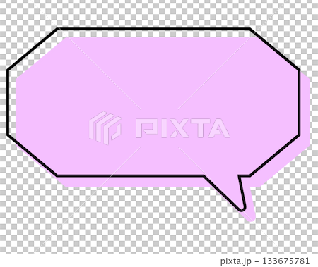 シンプルな線がずれた吹き出し 細長い八角形 シンプルな線がずれた吹き出し 細長い八角形 133675781