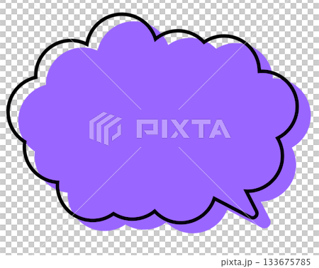 A simple speech bubble with misaligned lines and a rounded cloud shape 133675785