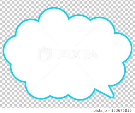 Simple colored line speech bubble with rounded cloud shape Simple colored line speech bubble with rounded cloud shape 133675813
