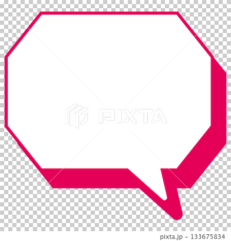 簡單的彩色線條語音泡泡-八角形，有角 133675834