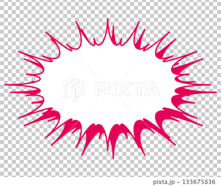 Simple colored line speech bubble with a long, jagged shape 133675836