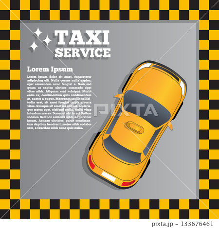 Taxi service. Top view of the car. Template design presentation. Vector illustration. Taxi service. Top view of the car. Template design presentation. Vector illustration. 133676461