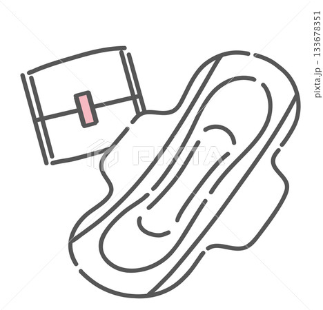生理用品（ナプキン）と個包装のイラスト：交換・エチケット・衛生 133678351