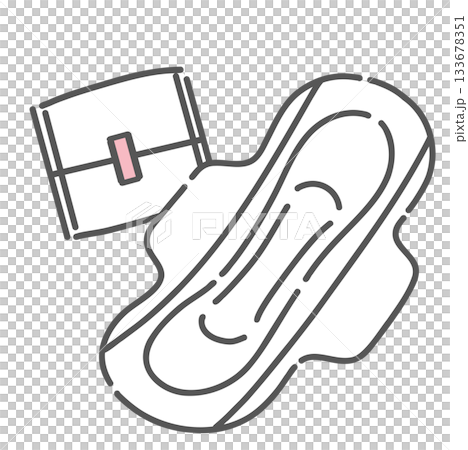生理用品（ナプキン）と個包装のイラスト：交換・エチケット・衛生 133678351