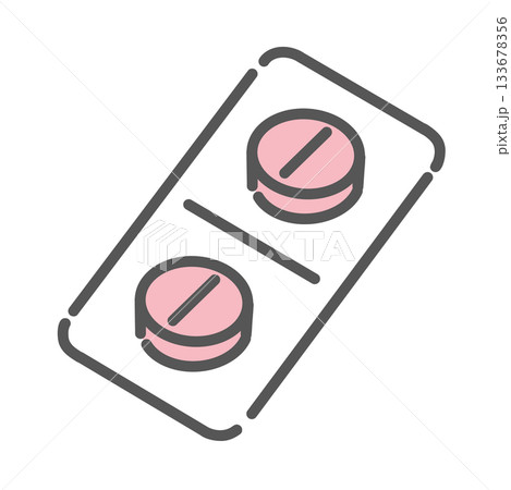 生理痛薬（鎮痛剤）のピルシートのイラスト：PMS・薬物治療・健康管理 133678356