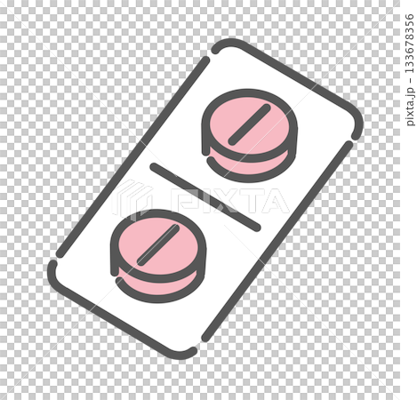 生理痛薬（鎮痛剤）のピルシートのイラスト：PMS・薬物治療・健康管理 133678356