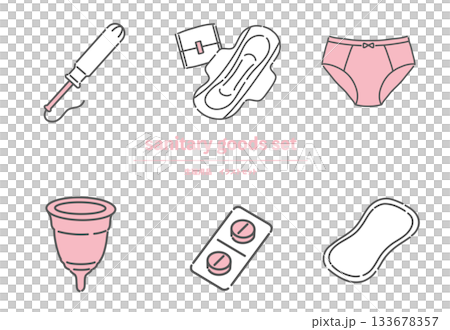 生理用品・サニタリーグッズのアイコンセット：月経・フェムテック・女性の健康 133678357