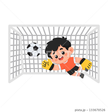 Illustration of Boy Playing Soccer Goalie Illustration of Boy Playing Soccer Goalie 133678526