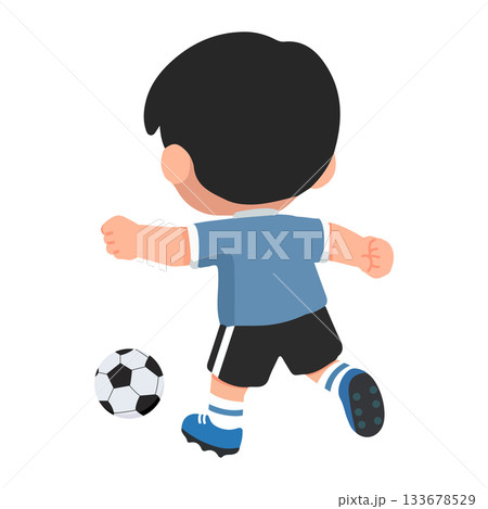Illustration of Boy Kicking Soccer Ball Illustration of Boy Kicking Soccer Ball 133678529
