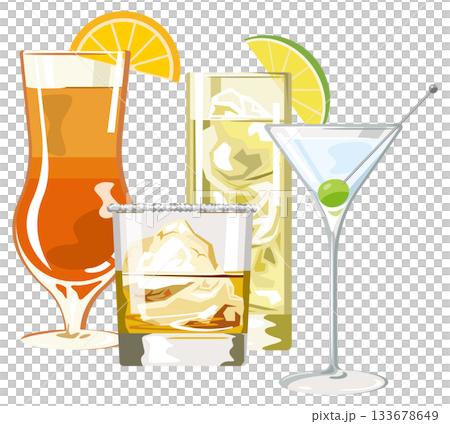 Illustrations of various cocktails Illustrations of various cocktails 133678649