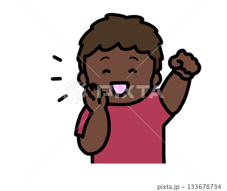 応援する　黒人の男の子 133678734