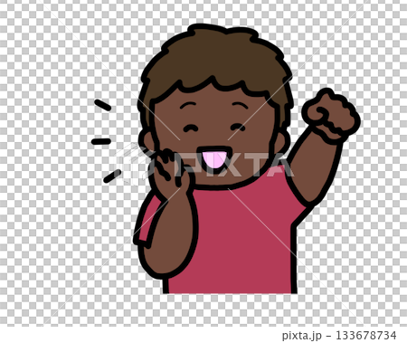 応援する　黒人の男の子 133678734