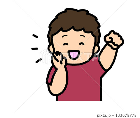 応援する　アジア人の男の子 133678778