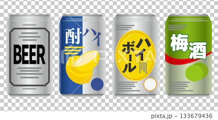 Aluminum canned alcohol image illustration set 133679436