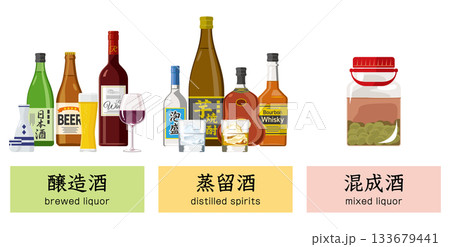 お酒の分類一覧のイラスト素材 133679441