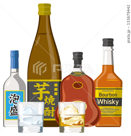 お酒(蒸留酒)のイメージイラスト お酒(蒸留酒)のイメージイラスト 133679442