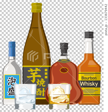 お酒(蒸留酒)のイメージイラスト お酒(蒸留酒)のイメージイラスト 133679442