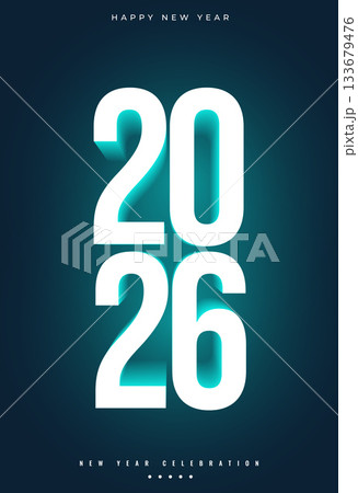 3d style glowing 2026 new year bokeh background 133679476