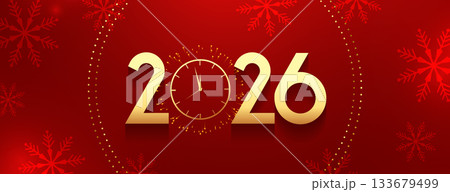 2026 golden text new year red banner with copyspace 2026 golden text new year red banner with copyspace 133679499