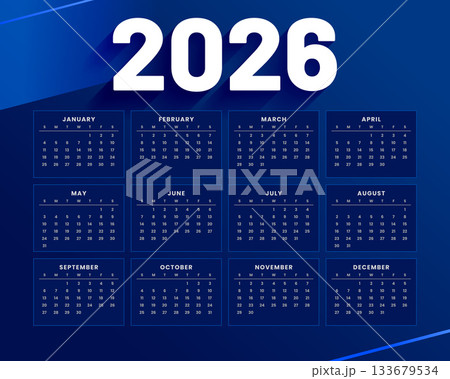 2026 new year monthly calendar blue template 2026 new year monthly calendar blue template 133679534