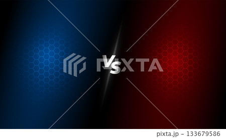 blue and red versus vs honeycomb pattern banner for duel combat 133679586