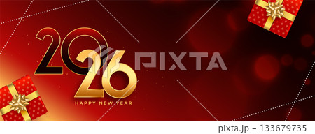 happy new year 2026 invitation banner with giftbox happy new year 2026 invitation banner with giftbox 133679735