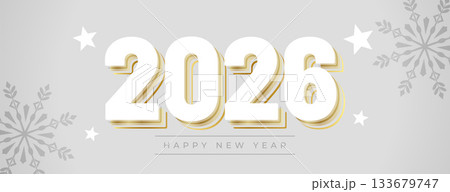 happy new year 2026 snowflake grey banner 133679747