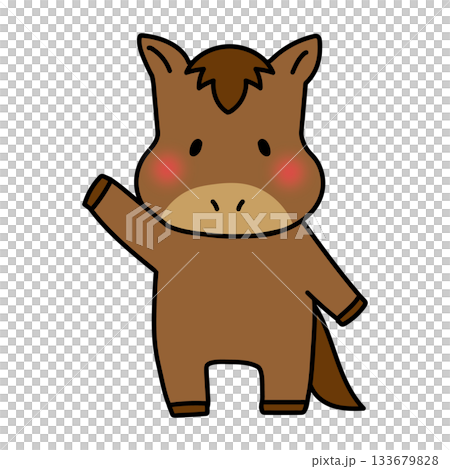 A horse raising its hand to greet 133679828