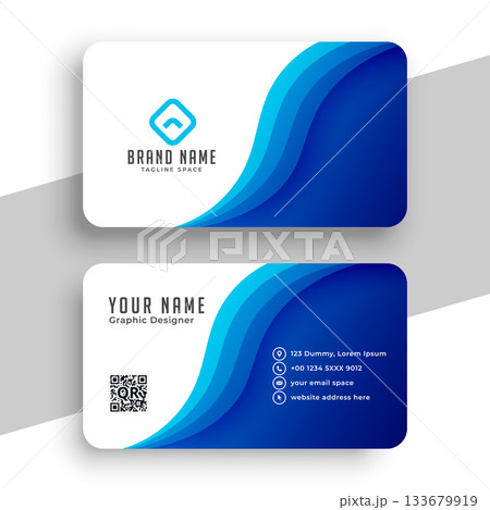 stylish business id card template with wavy lines design 133679919