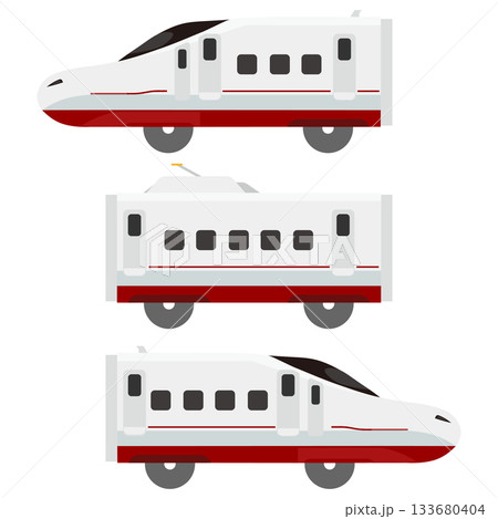 おもちゃ風の西九州新幹線N700S「かもめ」のイラスト(3両セット) 133680404