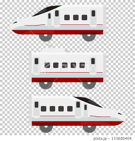 おもちゃ風の西九州新幹線N700S「かもめ」のイラスト(3両セット) 133680404
