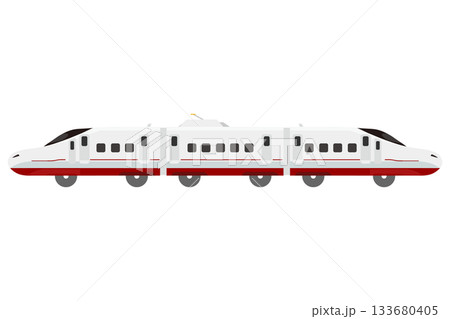 3両つなげたおもちゃ風の西九州新幹線N700S「かもめ」のイラスト 133680405