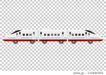3両つなげたおもちゃ風の西九州新幹線N700S「かもめ」のイラスト 133680405