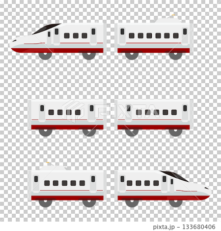 おもちゃ風の西九州新幹線N700S「かもめ」のイラスト(6両セット) 133680406