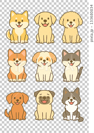 各種狗的插圖集 133680834