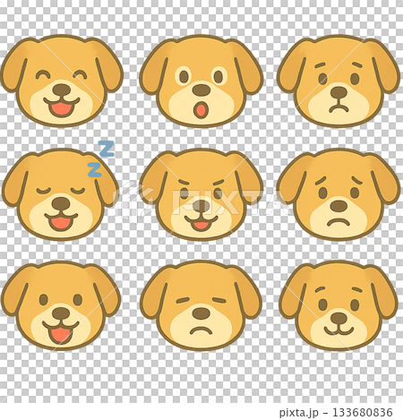 具有各種表情的狗的插圖集 133680836